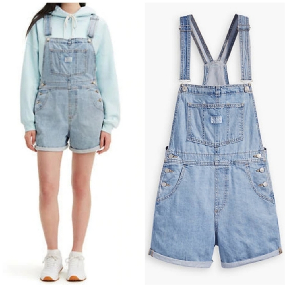 LEVI'S Vintage Denim Shortalls Short Overalls - Picture 3 of 10